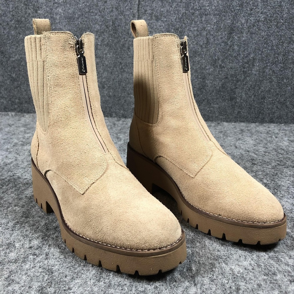 Blondo Waterproof Chelsea Booties Womens 8.5 M Beige Suede Lug‎ Sole Ankle
